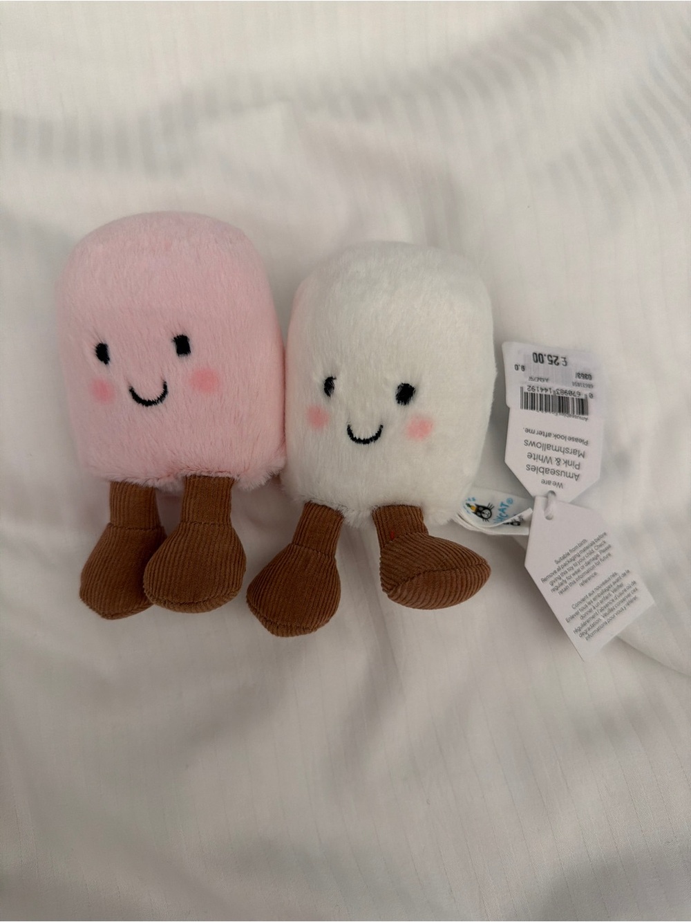 Jellycat Pink and White Marshmallows Plush Pair, Authentic